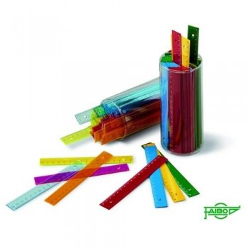 Regla colores flúor-pastel 16 cms. Faibo