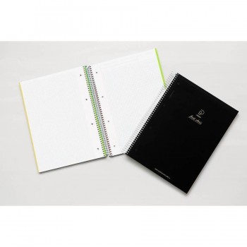 CUADERNO MICROP A4 TAPA FORRADA TEXTURA SOFT CON RELIEVE FIRST CLASS 120H 100G, 5X5 + 5 BANDAS DE COLOR PACSA