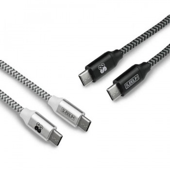 2X PREMIUM CABLE USB C TO USB C ALU BLACK/SILVER