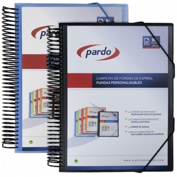 CARPETA DE 60FUNDAS ESPIRAL FOLIO NEGRA STUDIO STYLE PARDO 846001