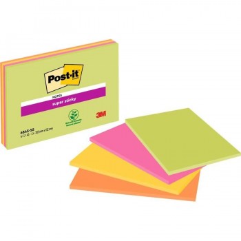 Notas Post-it  super Sticky XL color neón pack 4 unidades