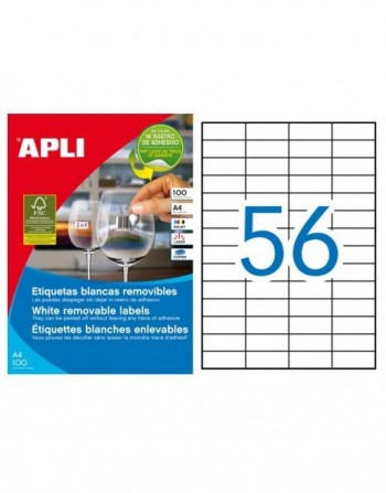 ETIQUETAS A4 REMOVIBLE 52,5X21,2 100H 5600U APLI