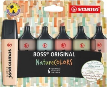 ROTULADOR FLUOR STABILO BOSS NATURE COLORS PACK DE 6UDS